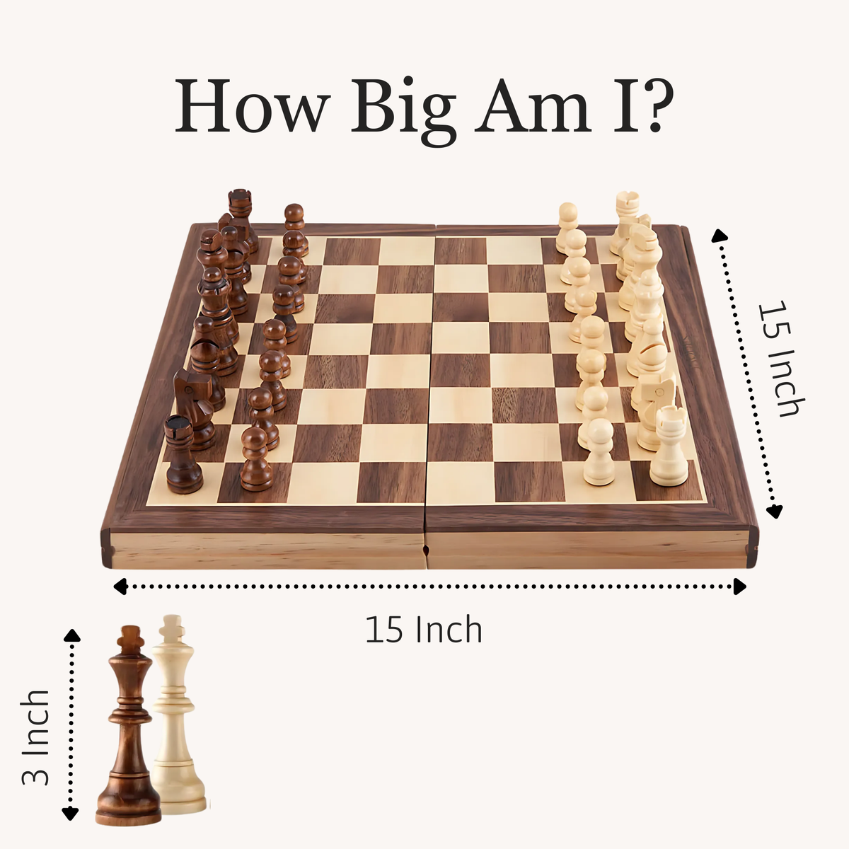 Folding Chess Board - Luxury 15 Inch Chess Set