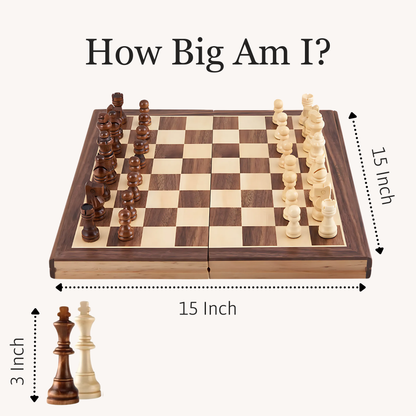 Folding Chess Board - Luxury 15 Inch Chess Set