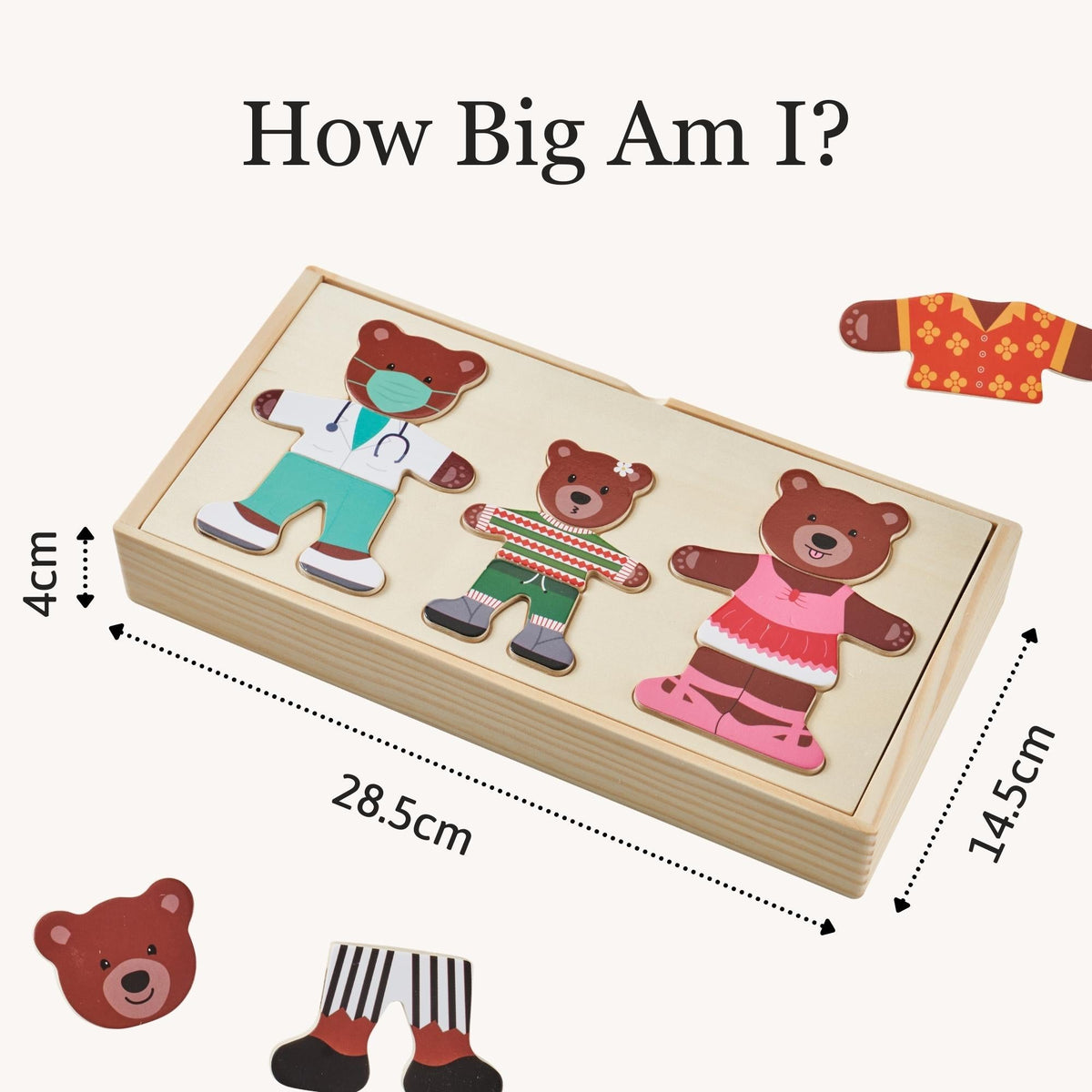 Wooden Puzzle Game - Bears Dress Up Set