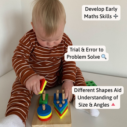 Wooden Puzzle Board - Geometric Stacking Toy